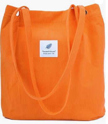 কর্ডুরয় টোট ব্যাগ মহিলাদের জন্য মিষ্টি টোট ব্যাগ কাজের জন্য অভ্যন্তরীণ পকেট সহ কাঁধের ব্যাগ সৈকত ভ্রমণ এবং কেনাকাটা গ্রোসারি