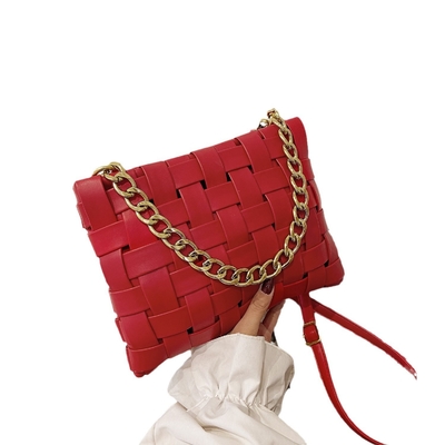PU WOMEN'S BAG TEXTURE Woven HANDBAG 2024 PRING ON THE NEW KOREAN VERSION OF FASHION চেইন কাঁধের ব্যাগ ক্রসবডি ব্যাগ