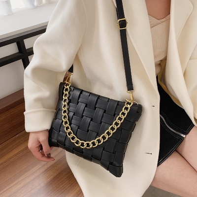 PU WOMEN'S BAG TEXTURE Woven HANDBAG 2024 PRING ON THE NEW KOREAN VERSION OF FASHION চেইন কাঁধের ব্যাগ ক্রসবডি ব্যাগ