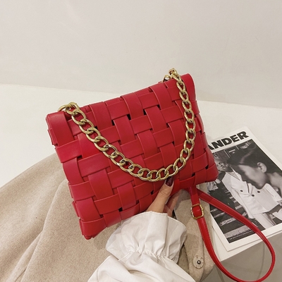 PU WOMEN'S BAG TEXTURE Woven HANDBAG 2024 PRING ON THE NEW KOREAN VERSION OF FASHION চেইন কাঁধের ব্যাগ ক্রসবডি ব্যাগ
