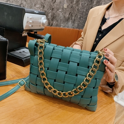 PU WOMEN'S BAG TEXTURE Woven HANDBAG 2024 PRING ON THE NEW KOREAN VERSION OF FASHION চেইন কাঁধের ব্যাগ ক্রসবডি ব্যাগ