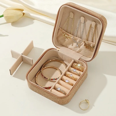 ORIGINAL PREMIUM CORK JEWELRY BOX পোর্টেবল ভ্রমণ কানের দুল রিং নেকলেস স্টোরেজ বক্স