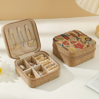 ORIGINAL PREMIUM CORK JEWELRY BOX পোর্টেবল ভ্রমণ কানের দুল রিং নেকলেস স্টোরেজ বক্স