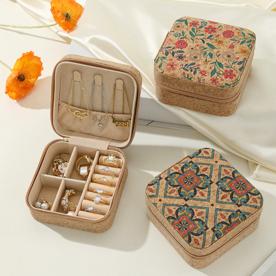 ORIGINAL PREMIUM CORK JEWELRY BOX পোর্টেবল ভ্রমণ কানের দুল রিং নেকলেস স্টোরেজ বক্স