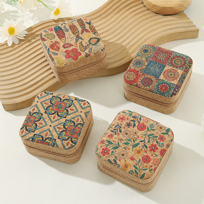 ORIGINAL PREMIUM CORK JEWELRY BOX পোর্টেবল ভ্রমণ কানের দুল রিং নেকলেস স্টোরেজ বক্স