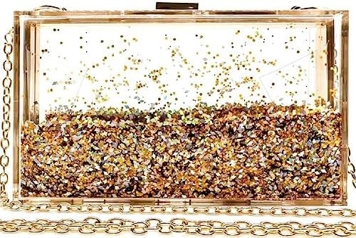 JeVenis ম্যাজিকাল স্বচ্ছ Sequins ক্লচ ব্যাগ বিকেলের হ্যান্ডব্যাগ পার্টি বোল নববধূ জন্য