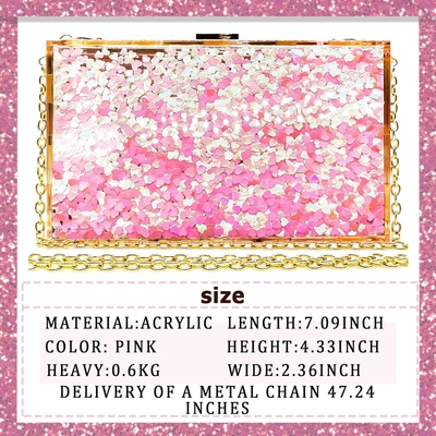 JeVenis ম্যাজিকাল স্বচ্ছ Sequins ক্লচ ব্যাগ বিকেলের হ্যান্ডব্যাগ পার্টি বোল নববধূ জন্য