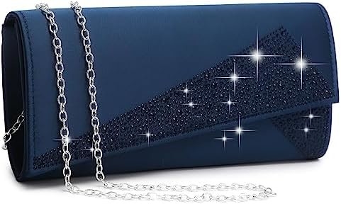 DASEIN মহিলাদের SATIN RHINESTONE Clutch সন্ধ্যার ব্যাগ স্পার্কল গ্লিটার চকচকে মানিব্যাগ পার্টি জন্য বিবাহের ককটেল প্রোম