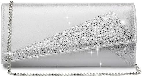 DASEIN মহিলাদের SATIN RHINESTONE Clutch সন্ধ্যার ব্যাগ স্পার্কল গ্লিটার চকচকে মানিব্যাগ পার্টি জন্য বিবাহের ককটেল প্রোম