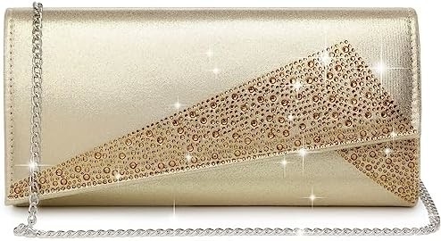 DASEIN মহিলাদের SATIN RHINESTONE Clutch সন্ধ্যার ব্যাগ স্পার্কল গ্লিটার চকচকে মানিব্যাগ পার্টি জন্য বিবাহের ককটেল প্রোম