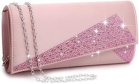 DASEIN মহিলাদের SATIN RHINESTONE Clutch সন্ধ্যার ব্যাগ স্পার্কল গ্লিটার চকচকে মানিব্যাগ পার্টি জন্য বিবাহের ককটেল প্রোম