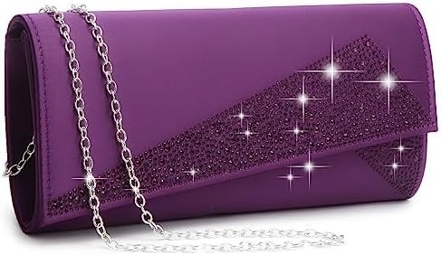 DASEIN মহিলাদের SATIN RHINESTONE Clutch সন্ধ্যার ব্যাগ স্পার্কল গ্লিটার চকচকে মানিব্যাগ পার্টি জন্য বিবাহের ককটেল প্রোম