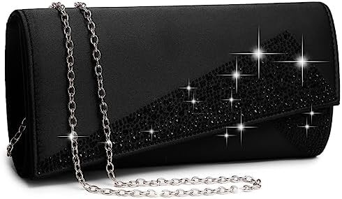 DASEIN মহিলাদের SATIN RHINESTONE Clutch সন্ধ্যার ব্যাগ স্পার্কল গ্লিটার চকচকে মানিব্যাগ পার্টি জন্য বিবাহের ককটেল প্রোম