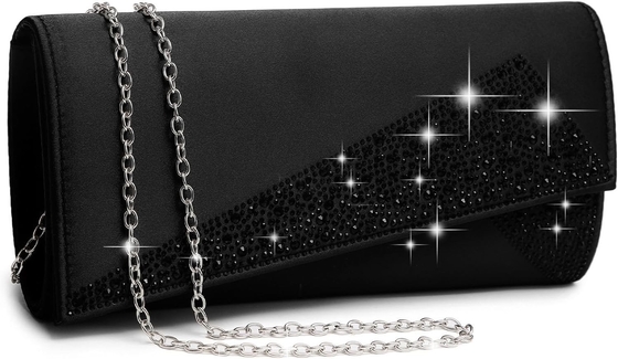 DASEIN মহিলাদের SATIN RHINESTONE Clutch সন্ধ্যার ব্যাগ স্পার্কল গ্লিটার চকচকে মানিব্যাগ পার্টি জন্য বিবাহের ককটেল প্রোম