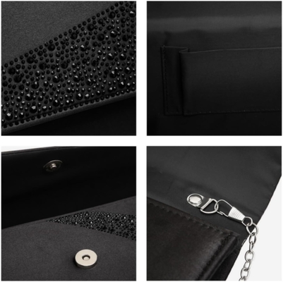 DASEIN মহিলাদের SATIN RHINESTONE Clutch সন্ধ্যার ব্যাগ স্পার্কল গ্লিটার চকচকে মানিব্যাগ পার্টি জন্য বিবাহের ককটেল প্রোম