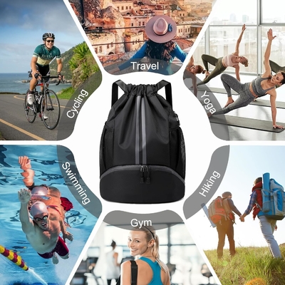 HOEDIA SPORTS DRAWSTRING RUCKPACK - STRING SWIM GYM BAG SHOE COMPACTMENT AND WET PROOF POCKET FOR WOMEN&amp;MEN (মহিলা ও পুরুষদের জন্য জুতো এবং ভিজা প্রতিরোধী পকেট সহ স্ট্রিং সাঁতার ব্যাকপ্যাক)