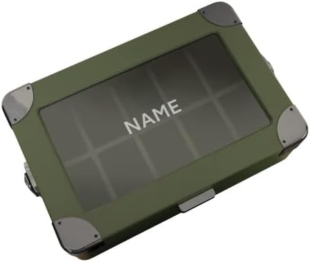 CASE ELEGANCE সামরিক 10 স্লট ঘড়ি বক্স কেস অর্গানাইজার পুরুষদের জন্য, বাস্তব গ্লাস টপ, মডুলার ভ্যালেট ট্রে,