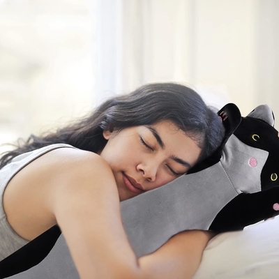 WUYU Lovely Plush Cat Doll Cute Cartoon Soft Stuffed Kitten Pillow Long Throw Sleeping Pillow Doll Toy Gift for Kids WUYU Lovely প্লাশ বিড়াল পুতুল মিষ্টি কার্টুন নরম ভরাট বিড়ালছানা বালিশ লং থ্রো স্লিপিং বালিশ পুতুল খেলনা উপহার শিশুদের জন্য