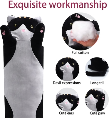 WUYU Lovely Plush Cat Doll Cute Cartoon Soft Stuffed Kitten Pillow Long Throw Sleeping Pillow Doll Toy Gift for Kids WUYU Lovely প্লাশ বিড়াল পুতুল মিষ্টি কার্টুন নরম ভরাট বিড়ালছানা বালিশ লং থ্রো স্লিপিং বালিশ পুতুল খেলনা উপহার শিশুদের জন্য