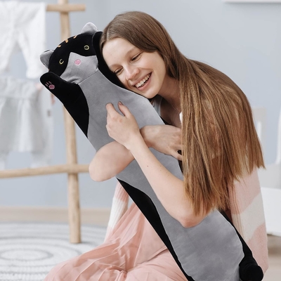 WUYU Lovely Plush Cat Doll Cute Cartoon Soft Stuffed Kitten Pillow Long Throw Sleeping Pillow Doll Toy Gift for Kids WUYU Lovely প্লাশ বিড়াল পুতুল মিষ্টি কার্টুন নরম ভরাট বিড়ালছানা বালিশ লং থ্রো স্লিপিং বালিশ পুতুল খেলনা উপহার শিশুদের জন্য