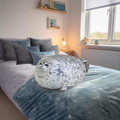 MerryXD Chubby Blob Seal Pillow,Fulled Cotton Plush Animal Toy Cute Ocean Medium ((17.6 ইঞ্চি)