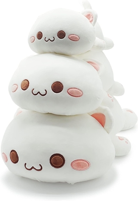 Onsoyours Cute Kitten Plush Toy 25.5" Stuffed Animal Pet Kitty Soft Anime Cat Large Plush Pillow for Kids (হোয়াইট এ, ২৫)5