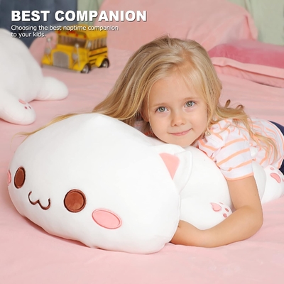 Onsoyours Cute Kitten Plush Toy 25.5" Stuffed Animal Pet Kitty Soft Anime Cat Large Plush Pillow for Kids (হোয়াইট এ, ২৫)5