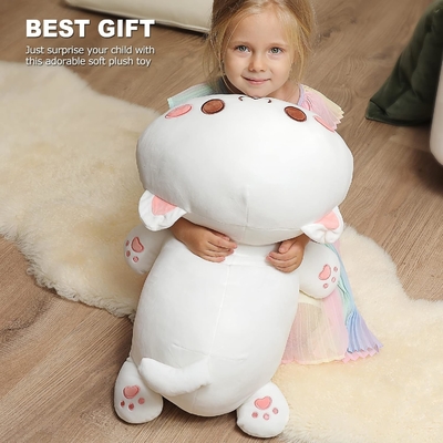 Onsoyours Cute Kitten Plush Toy 25.5" Stuffed Animal Pet Kitty Soft Anime Cat Large Plush Pillow for Kids (হোয়াইট এ, ২৫)5