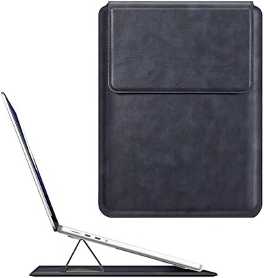 ল্যাপটপ কেস MacBook Air 13.6M3 M2 A3113 A2681/MacBook Pro 14 A2992-PU স্ট্যান্ড ফাংশন সহ চামড়া পাতলা ব্যাগ কভার, বাদামী