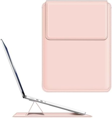 ল্যাপটপ কেস MacBook Air 13.6M3 M2 A3113 A2681/MacBook Pro 14 A2992-PU স্ট্যান্ড ফাংশন সহ চামড়া পাতলা ব্যাগ কভার, বাদামী