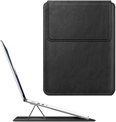 ল্যাপটপ কেস MacBook Air 13.6M3 M2 A3113 A2681/MacBook Pro 14 A2992-PU স্ট্যান্ড ফাংশন সহ চামড়া পাতলা ব্যাগ কভার, বাদামী