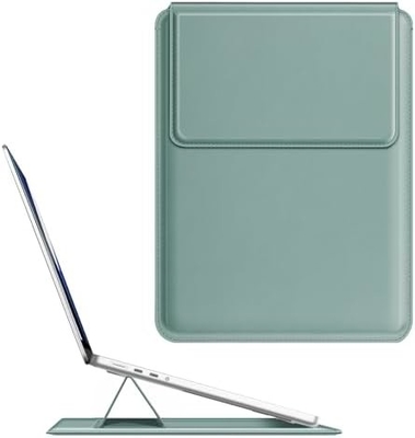 ল্যাপটপ কেস MacBook Air 13.6M3 M2 A3113 A2681/MacBook Pro 14 A2992-PU স্ট্যান্ড ফাংশন সহ চামড়া পাতলা ব্যাগ কভার, বাদামী