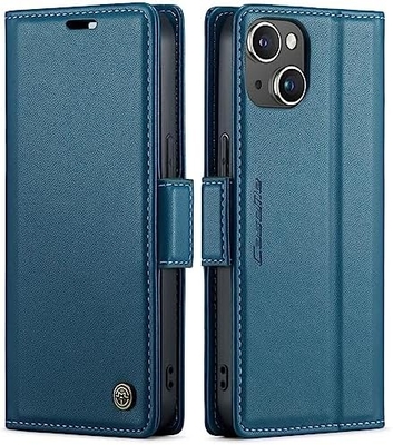 QLTYPRI Wallet Cover for iPhone 13/14, [RFID-blocking] ক্রেডিট কার্ড স্লট হোল্ডার ফোন কেসের শক-প্রতিরোধী সুরক্ষার জন্য