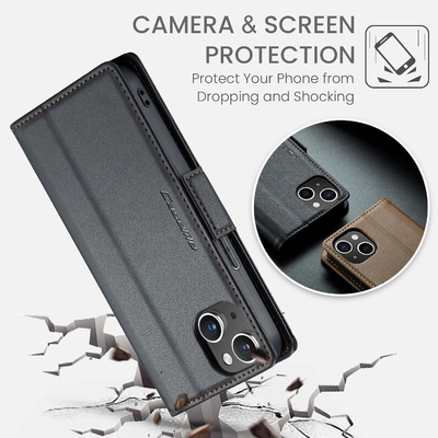 QLTYPRI Wallet Cover for iPhone 13/14, [RFID-blocking] ক্রেডিট কার্ড স্লট হোল্ডার ফোন কেসের শক-প্রতিরোধী সুরক্ষার জন্য