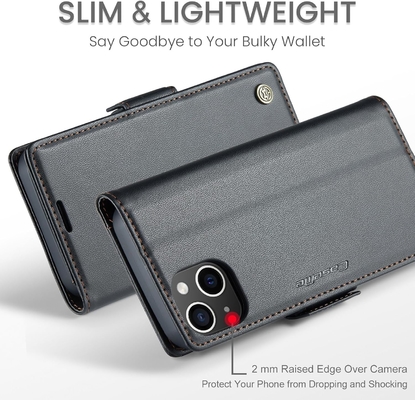 QLTYPRI Wallet Cover for iPhone 13/14, [RFID-blocking] ক্রেডিট কার্ড স্লট হোল্ডার ফোন কেসের শক-প্রতিরোধী সুরক্ষার জন্য
