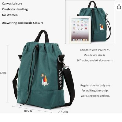 Women Canvas Tote Handbags Casual Shoulder Work Bag Crossbody Bag with Sunshine Embroidery