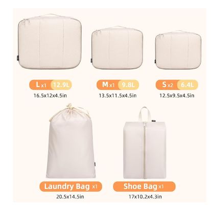 BAGAIL 8 Set Packing Cubes Luggage Packing Organizers for Travel Accessories-Cream