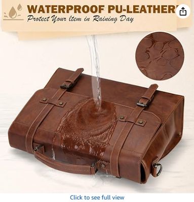 RAINSMORE Mens মেসেঞ্জার ব্যাগ 17 ইঞ্চি জলরোধী মদ চামড়া ল্যাপটপ স্যুটকেস বড় ল্যাপটপ ব্যাগ স্যাচেল ব্যাগ কম্পিউটার কাঁধ ব্যাগ অফিস জন্য ব্যবসা ভ্রমণ কলেজ