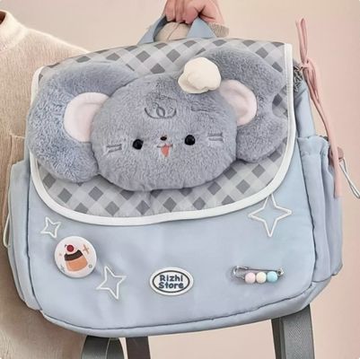 Original children's fun nylon backpack with large capacity, school bag for cute Japanese-style small animals, student backpack