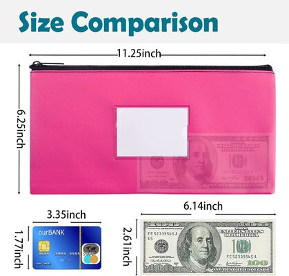 Money Bags with Zipper for Cash | 11.25" x 6.25" | 7 Colors | Bank Deposit Bags, Cash Pouches with Zipper, Cash Register bag
