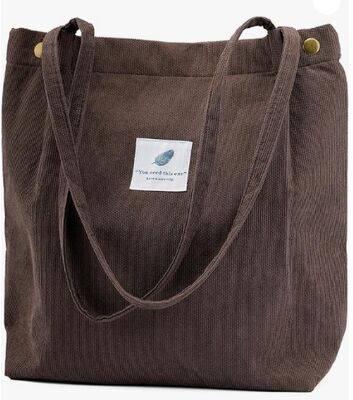 কর্ডুরয় টোট ব্যাগ মহিলাদের জন্য মিষ্টি টোট ব্যাগ কাজের জন্য অভ্যন্তরীণ পকেট সহ কাঁধের ব্যাগ সৈকত ভ্রমণ এবং কেনাকাটা গ্রোসারি