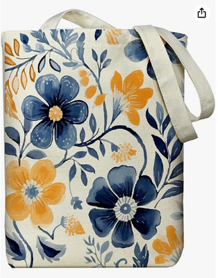 Women's canvas tote bag, with a zipper inside pocket, canvas bag with zipper, suitable for daily shopping, work and grocery items.