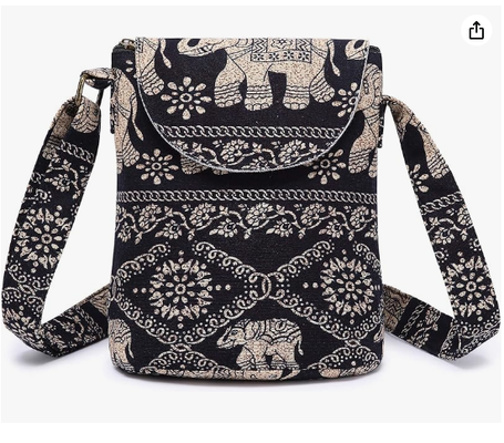 Women's Retro Small Size Canvas Shoulder Bag Hippie Boho Crossbody Handbag