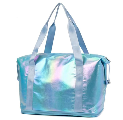Compact travel bag with vibrant colors and expandable fitness features, with dry and wet compartments and large capacity, hand-held yoga bag, Pearlescent Yellow