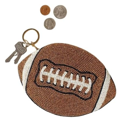 Beaded Coin Purse Change Zipper Pouch Wallet Softball | Handmade Beadwork, Compact Organizer, Cash Holder, Card Storage, Makeup Pouch, Giftable Accessory, Everyday Carry