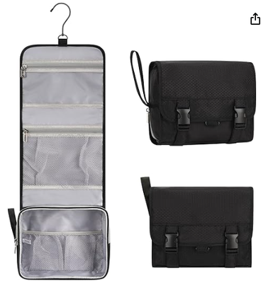 Small Hanging Toiletry Bag for Women, Floral Hanging Organizer | Portable Travel Bag for Travel-Sized Shower Dopp Kit, Waterproof Toiletries Organizer with 3 Compartments for Outdoor