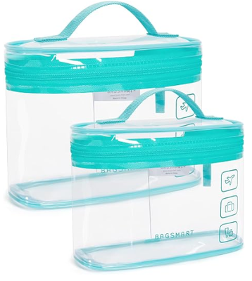 Toiletry Bag, 2 Pack Clear Makeup Cosmetic Bag Organizer, Quart Size Travel Bag for Toiletries, Carry-on Travel Accessories Essentials