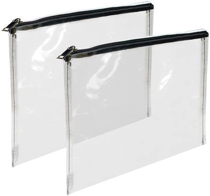 পুনর্ব্যবহারযোগ্য 12x8.7inch জিপার মানি পাউচ স্বচ্ছ পিভিসি ব্যাগ জিপার সহ